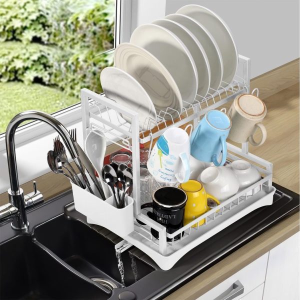 VINSANI 2 TIER DISH DRAINER WHITE 1010431 - Image 6