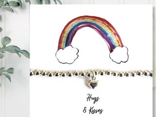 Heart Silver Beaded Bracelet on Hugs & Kisses Rainbow Card