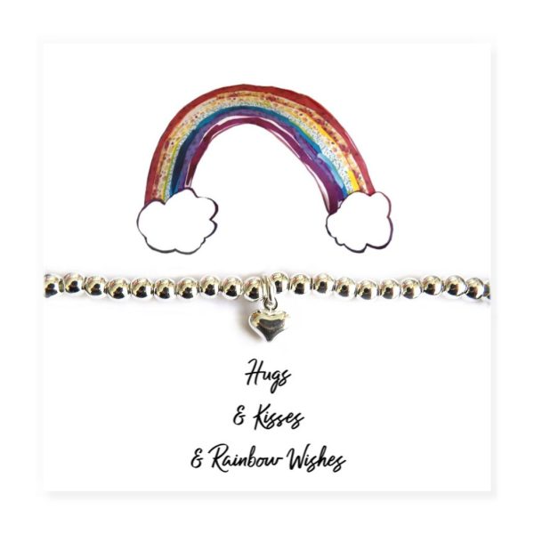 Heart Silver Beaded Bracelet on Hugs & Kisses Rainbow Card - Image 4