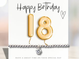 18th Birthday Gold Balloons - Bracelet & Message Card