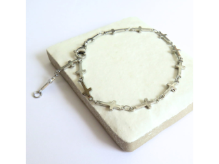 Cross Chain Silver Bracelet