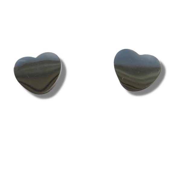 Stainless Steel Heart Stud Earrings - Hypoallergenic - Image 3