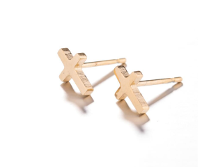 Small Gold Cross Stud Earrings