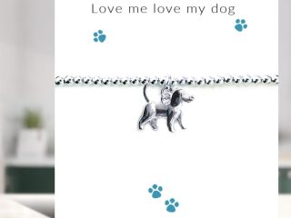 Love Me Love My Dog Bracelet on Message Card