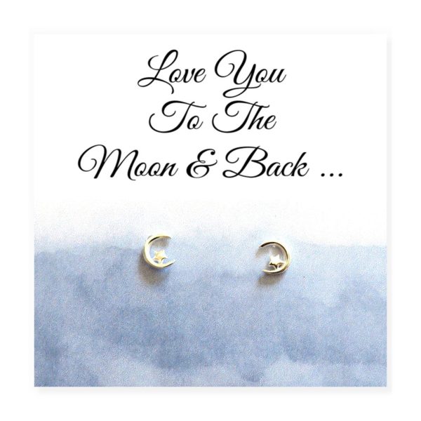Love You To The Moon & Back Earrings on Message Card - Image 3