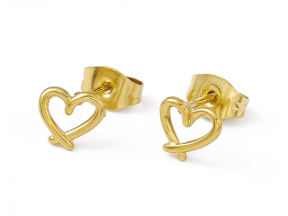 Small Gold Heart Stud Earrings