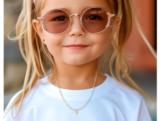 Girls Gold Mini Puff Heart Necklace