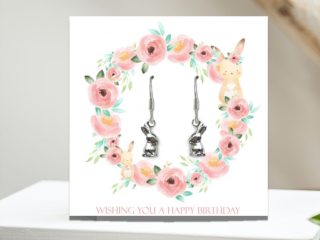 Happy Birthday Bunny Earrings Card Gift