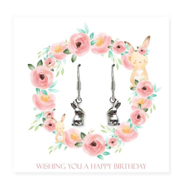 Happy Birthday Bunny Earrings Card Gift - Image 3