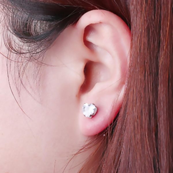Cubic Zirconia Heart Stud Earrings - Image 4