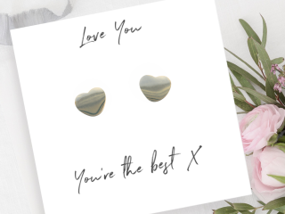 Heart Earrings on Love You Message Card