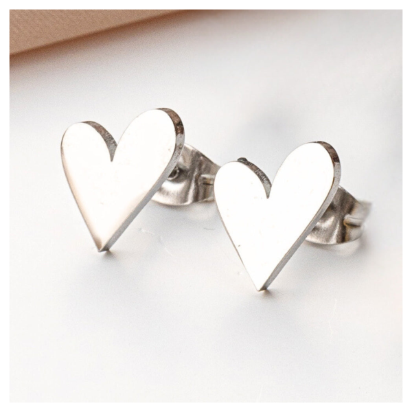 Tilted Heart Stud Earrings
