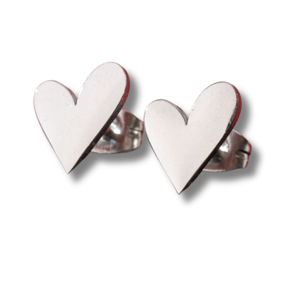 Tilted Heart Stud Earrings - Image 2