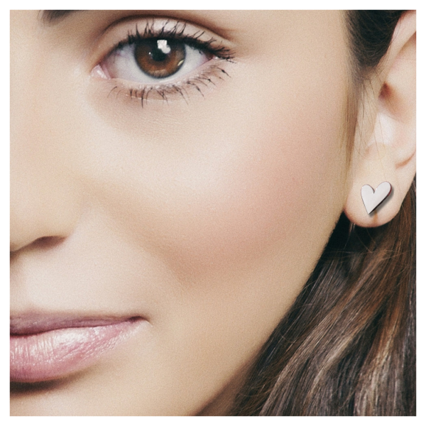 Tilted Heart Stud Earrings - Image 3