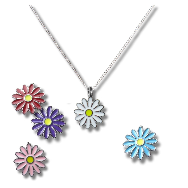 Girls Silver Daisy Charm Necklace - Image 2