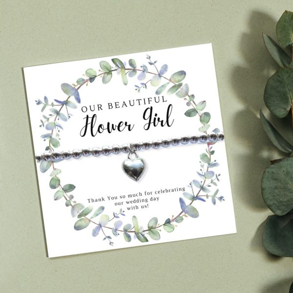 Flower Girl Heart Bracelet & Eucalyptus Thank You Card - Image 4