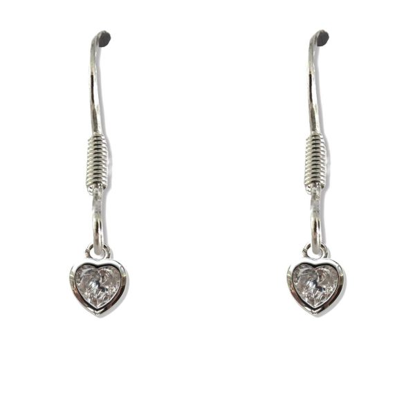 Cubic Zirconia Heart Drop Earrings - Image 2