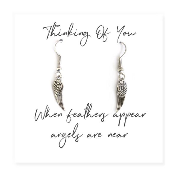 Angel Feather Sterling Silver Earrings on Message Card - Image 3