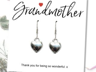 Grandmother Message Card with Heart Earrings