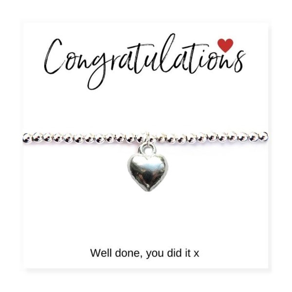 Congratulations Heart Charm Bracelet & Card - Image 3