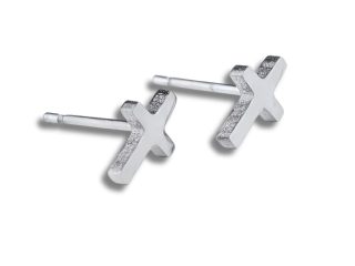 Small Silver Cross Stud Earrings