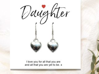 Daughter Gift Card with Heart Earrings