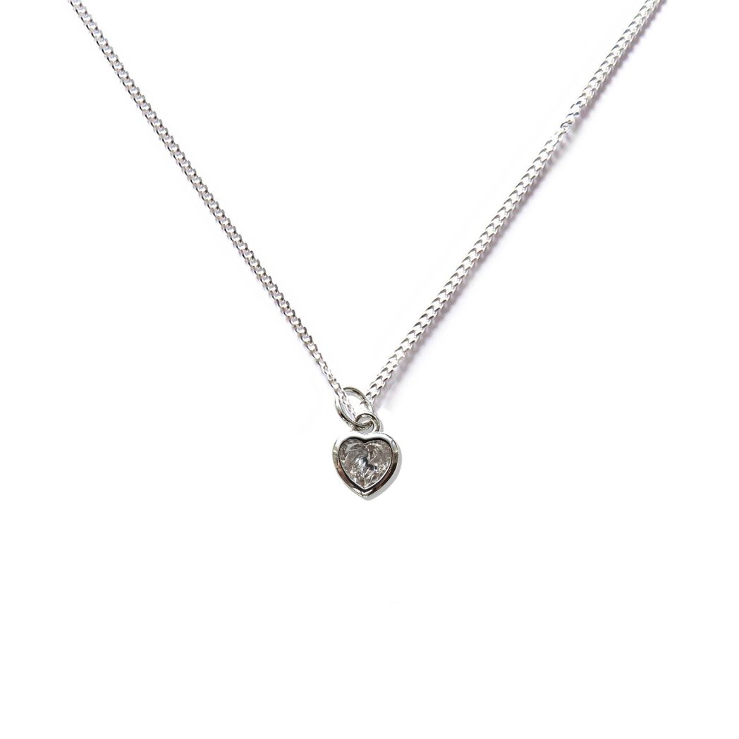 Cubic Zirconia Heart Silver Necklace - Image 2