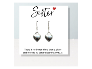 Heart Earrings & Sister Message Card