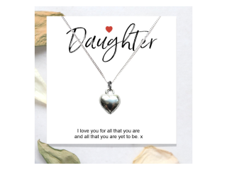 Daughter Message Card with Heart Necklace