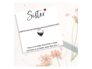 Stretch Beaded Bracelet & Sister Message Card