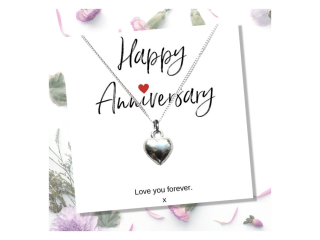 Heart Necklace &  Anniversary Message Card