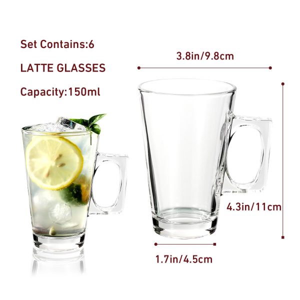 Vinsani Latte Glasses 6pcs 0006556 - Image 5