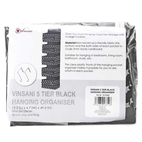 VINSANI 5TIER BLACK HANGING ORGANISER 1010282 - Image 8