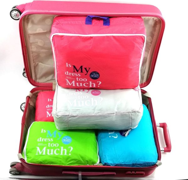 Vinsani [Green] 5PC Travel Essential Bag-in-Bag Travel Luggage Organizer Storage Handle Bag Pouch Set - Image 4