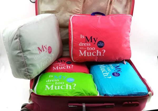 Vinsani [Green] 5PC Travel Essential Bag-in-Bag Travel Luggage Organizer Storage Handle Bag Pouch Set - Image 2