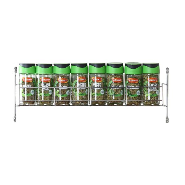 Vinsani 1/2/3/4/5/6 Tier Spice Racks Organiser - 1 Tier Flexible Herb Spices Condiments Jar Cupboard Wall Mounted Hanging Storage with Adhesive Stickers & Screws For Pantry Kitchen (Silver) - Image 3