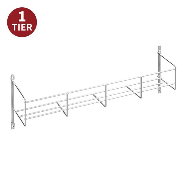 Vinsani 1/2/3/4/5/6 Tier Spice Racks Organiser - 1 Tier Flexible Herb Spices Condiments Jar Cupboard Wall Mounted Hanging Storage with Adhesive Stickers & Screws For Pantry Kitchen (Silver) - Image 5
