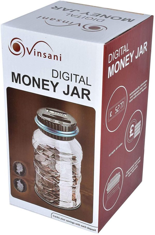 Digital Piggy Bank UK Coin Counting Jar Money Box Coin Saving Pot - Image 2