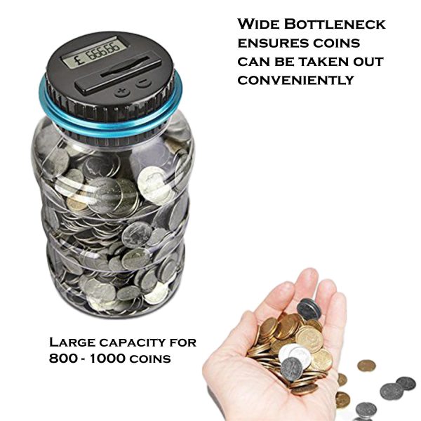 Digital Piggy Bank UK Coin Counting Jar Money Box Coin Saving Pot - Image 3