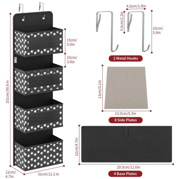 VINSANI 4TIER BLACK HANGING ORGANISER 1010278 - Image 3