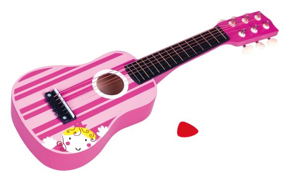 Lelin Wooden Pink Stripe Striped Pink Princess Guitar Children Girls Instrument - Image 5