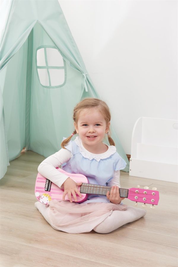 Lelin Wooden Pink Stripe Striped Pink Princess Guitar Children Girls Instrument - Image 4