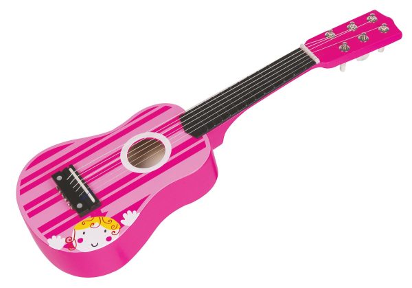 Lelin Wooden Pink Stripe Striped Pink Princess Guitar Children Girls Instrument - Image 2