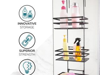 3 Tier Non Rust Hanging Shower Caddy Bathroom Organiser in Black