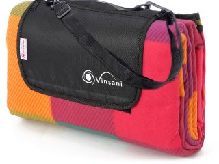 Vinsani 200 x 180cm Folding Picnic Blanket Waterproof & Sandproof Backing - Ideal for Camping & Outdoor Picnic -  Rug Mat with Carry Handle