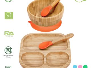 VINSANI BAMBOO BOWL, SQUARE PLATE & SPOON SET