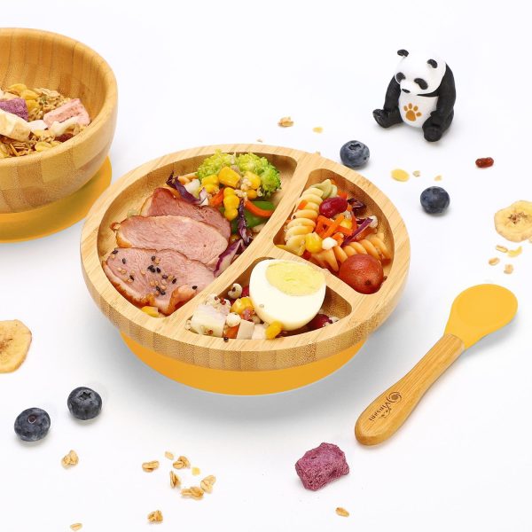 VINSANI BAMBOO BOWL, ROUND PLATE & SPOON SET - Image 2