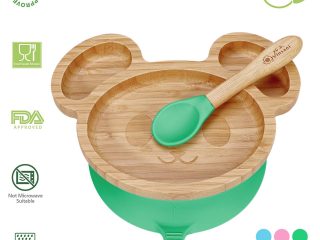VINSANI MOUSE BAMBOO PLATE & SPOON SET