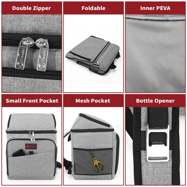 VINSANI 26L GREY BACKPACK COOLER BAG 1010125 - Image 2