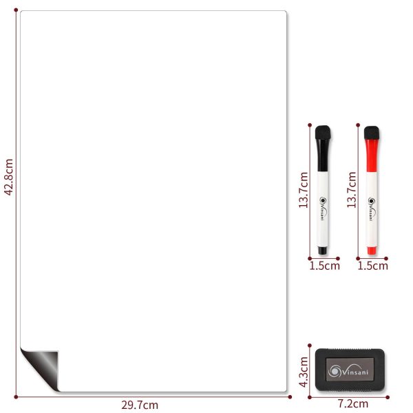 Vinsani A3 Whiteboard w/ 2 Markers and Eraser 0000140 - Image 6